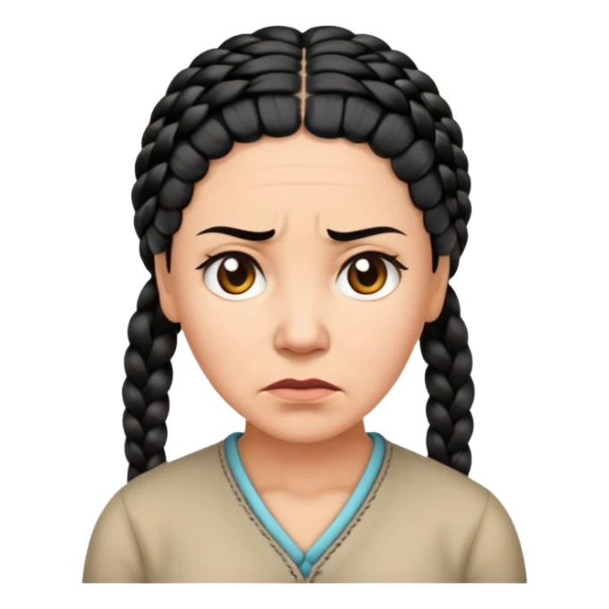 50 year old woman upset, black hair braids,  sticker