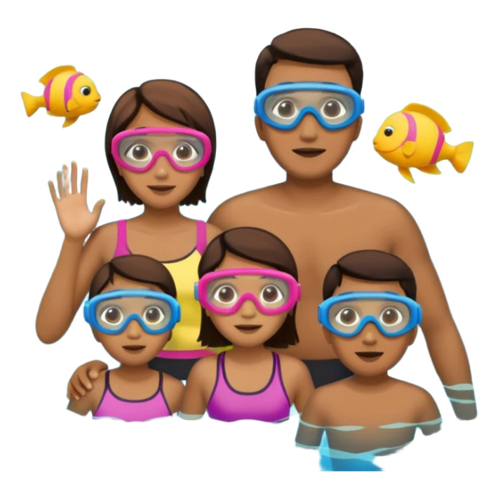 familia con gafas de snorkel sticker