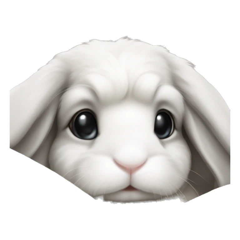 White mini lop with grey nose in a cozy blanket sticker