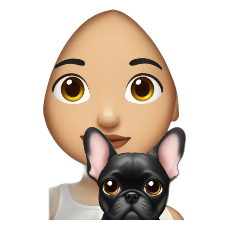 Long Black hair girl holding a Frenchie sticker