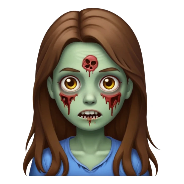 zombie emoji girl with long brown hair sticker