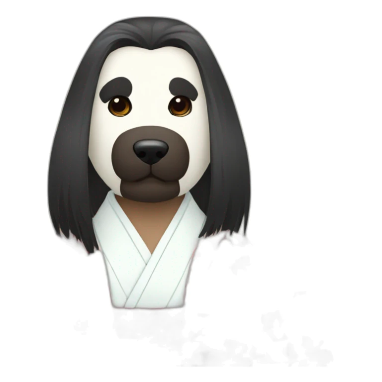 wearing-noh-doggy-mask-longhair-massive-guy-japanese-kimono sticker