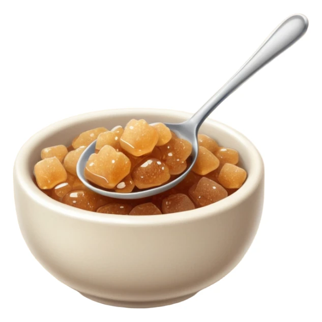 a spoonful of brown sugar, focus on the spoon and sugar, no text sticker