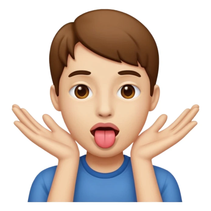 Tongue out hands on side of face sticker