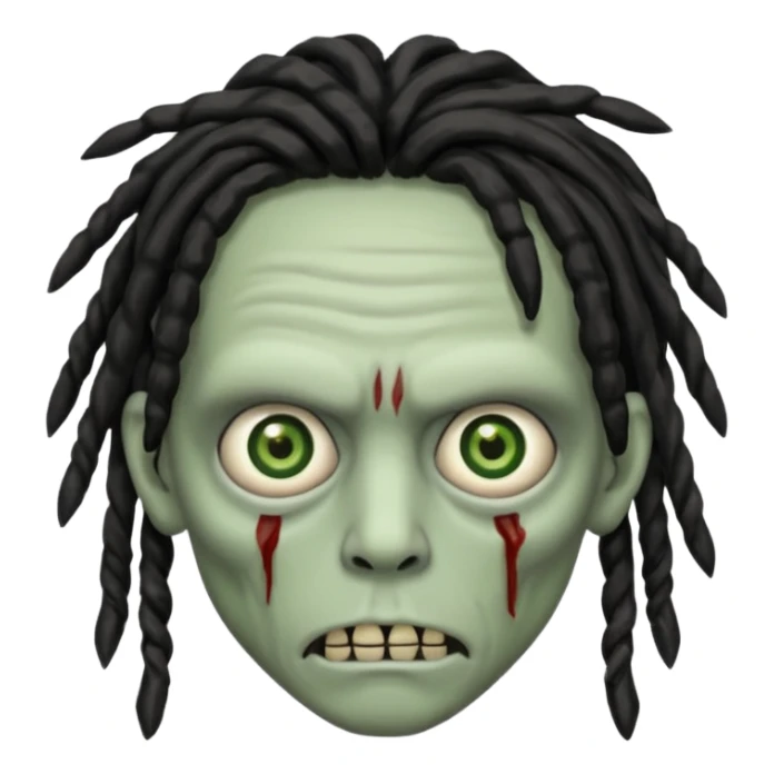 Zombie with black dreads with chinky eyes and a 3rd eye  on right cheek sticker