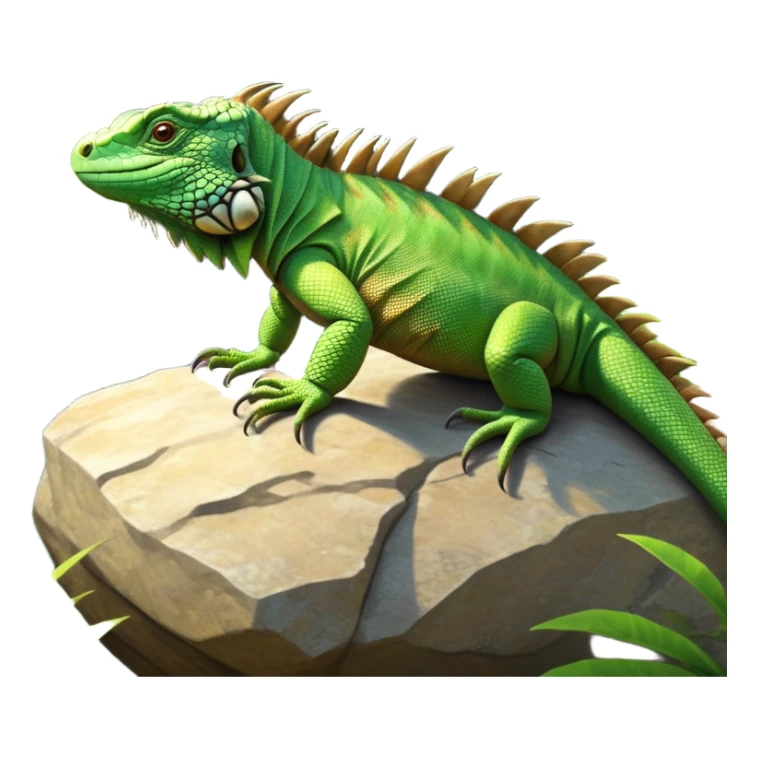cinematic-iguana-realistic-full-body-basking-emoji,-long-scaly-body-stretched-out-on-a-sunlit-rock,-spiny-ridge-running-down-its-back,-textured-green-and-brown-skin-dappled-with-light,-sharp-intelligent-eyes-studying-the-surroundings,-long-tail-draped-over-the-stone,-simplified-yet-realistic-focused-features,-highly-detailed,-glowing-with-a-warm-tropical-glow

 sticker