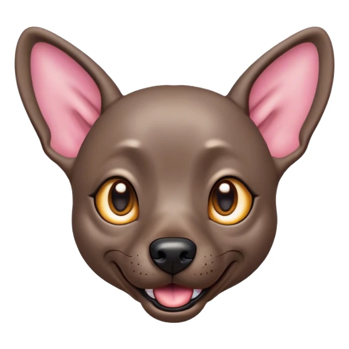 Cinematic Comical Xoloitzcuintle dog Portrait Emoji, Head tilted dramatically with an exaggeratedly amused expression, featuring smooth, hairless ebony skin with pronounced wrinkles and wide, expressive dark eyes filled with playful disbelief, Simplified yet hilariously expressive features, highly detailed, glowing with a slightly sassy glow, high shine, dramatic yet playful, stylized with an air of cheeky mischief, bright and endearing, soft glowing outline, capturing the essence of a spirited and over-the-top companion, so meme-worthy it feels like it could side-eye its way into internet fame instantly! sticker