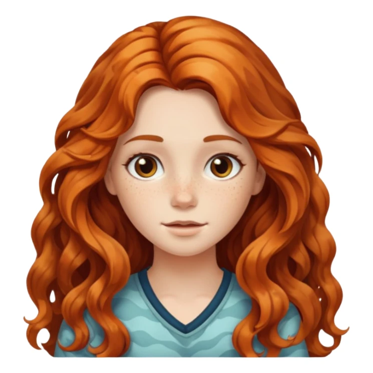 girl with long wavy calico hair sticker