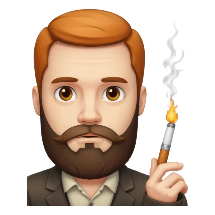 bearded emoji with a sly, suspicious look, cigarette sticker
