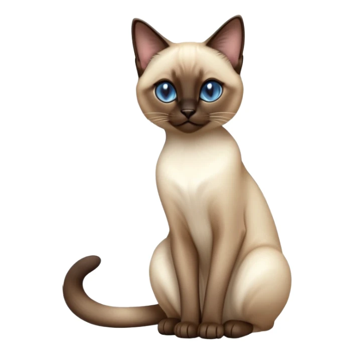 cinematic-[siamese cat]-realistic-full-body-sitting-emoji,-tail-curled-playfully-around-its-paws,-head-tilted-dramatically,-slek-[siamese]-fur,-simplified-yet-realistic-focused-features,-highly-detailed,-glowing-with-an-almost-sarcastic-glow sticker