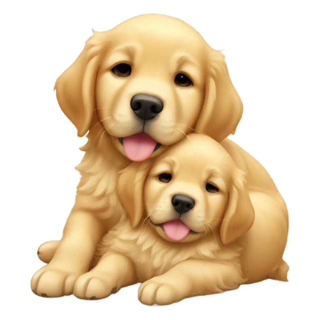 Golden Retriever puppies snuggling sticker
