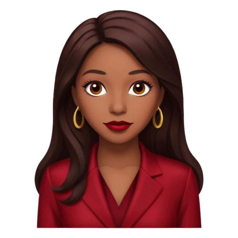 Farrah Franklin from Destiny's Child with long dark brown hair, dark red outfit sticker