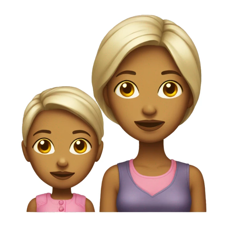 mother and daughter yellow skin big head whole body sticker