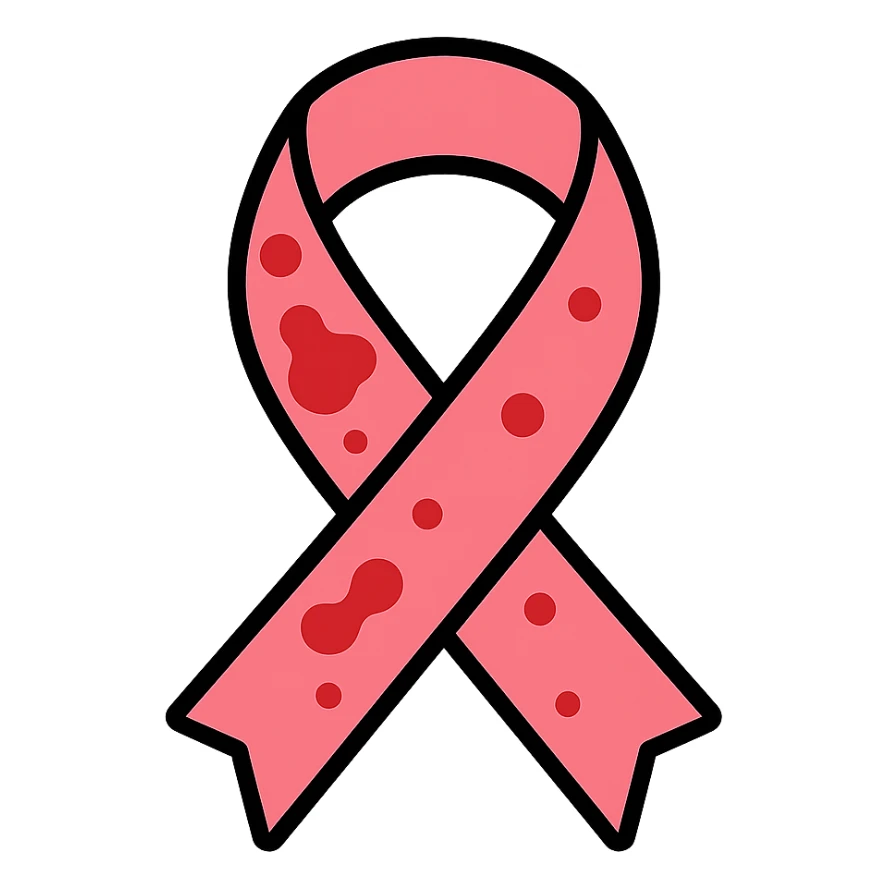 pink ribbon with blood stains sticker