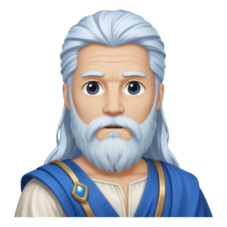 Jupiter, Thunder God from Rome Mythology with long white hair and beard, blue and white outfit sticker