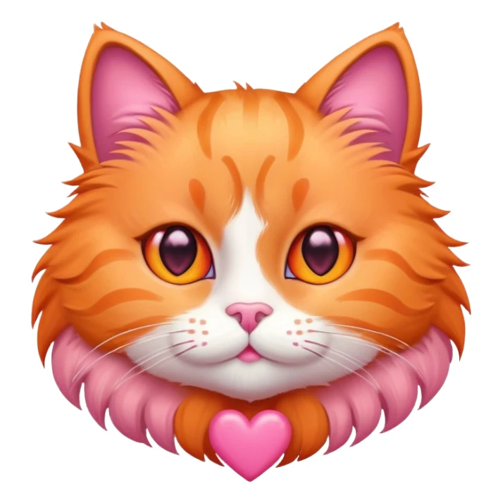orange cat with pink heart eyes sticker
