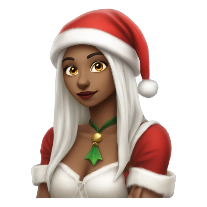 rogue female elf fantasy wearing santa hat sticker