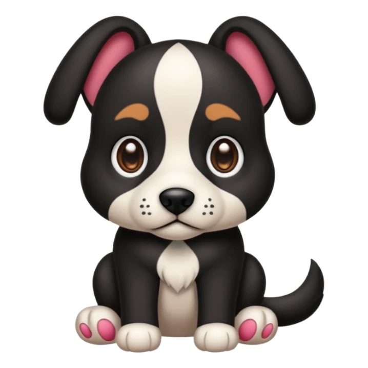 haz un perro negrocon el ozico y las patas blancas sticker