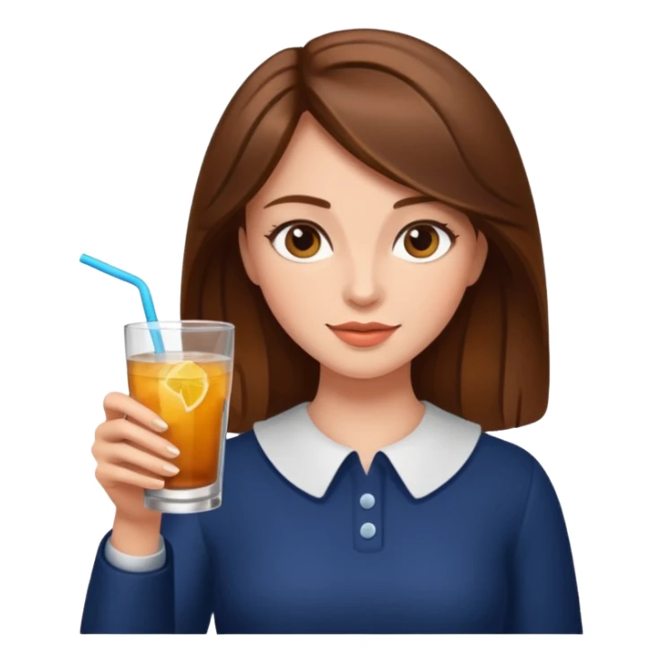 Brown hair woman with a drink  sticker