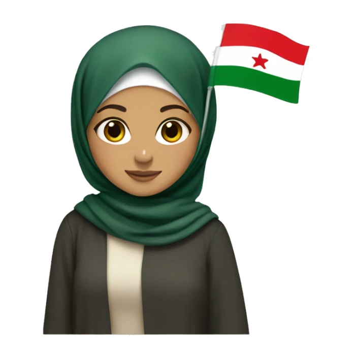 Hijabi girl holding Lebanese flag sticker