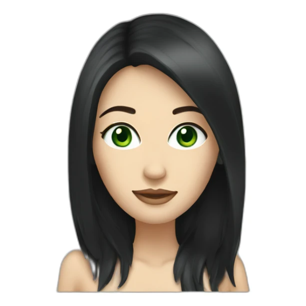 Caucasian woman with long black hair and green eyes sticker