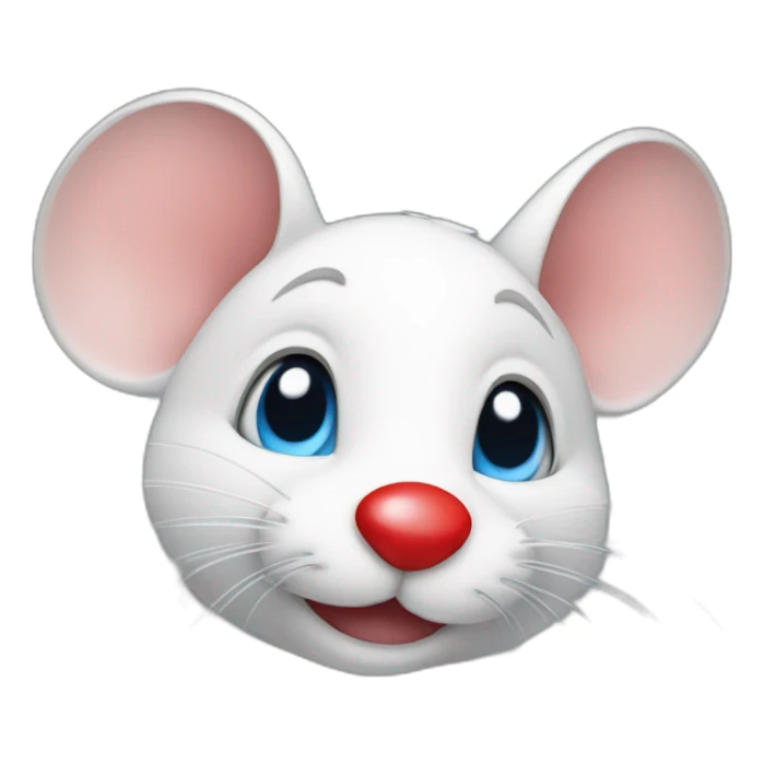 a litte mouse with a red nose and blue eyes sticker