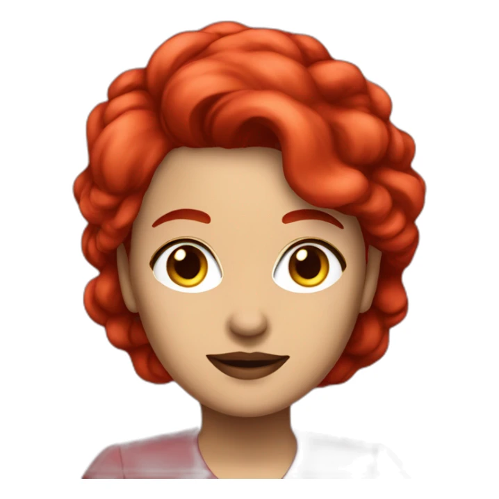 woman politician with ruby hair and red blouse sticker