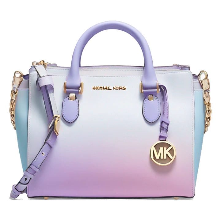 Realistic isolated pastel pink ,light blue ,and light purple ombre Michael Kors satchel purse.  sticker