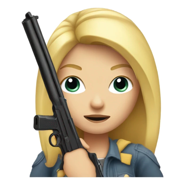 Blonde girl holding gun  sticker