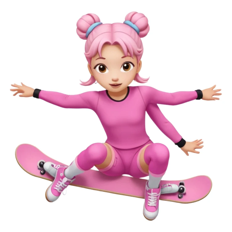 My little pony Cute skater girl with two buns and pink outfit, gliding with playful energy. sticker