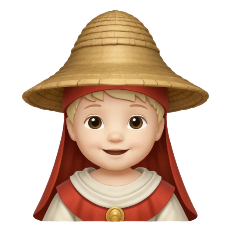 ancient roman baby conical hat, white, half body sticker