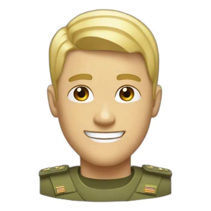 Blonde guywith a militar haircut smiling sticker