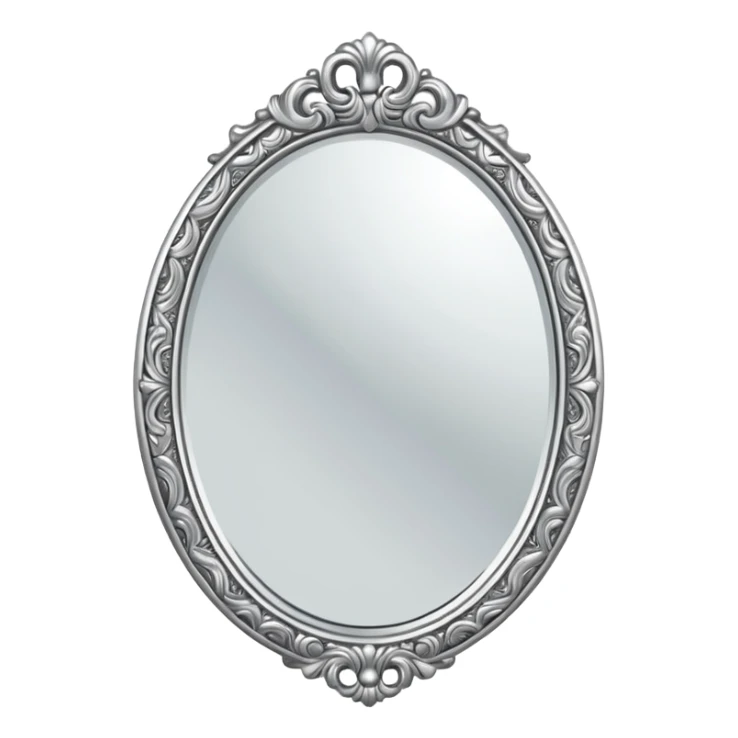 silver elegant mirror with handle with a lot of decoration sticker