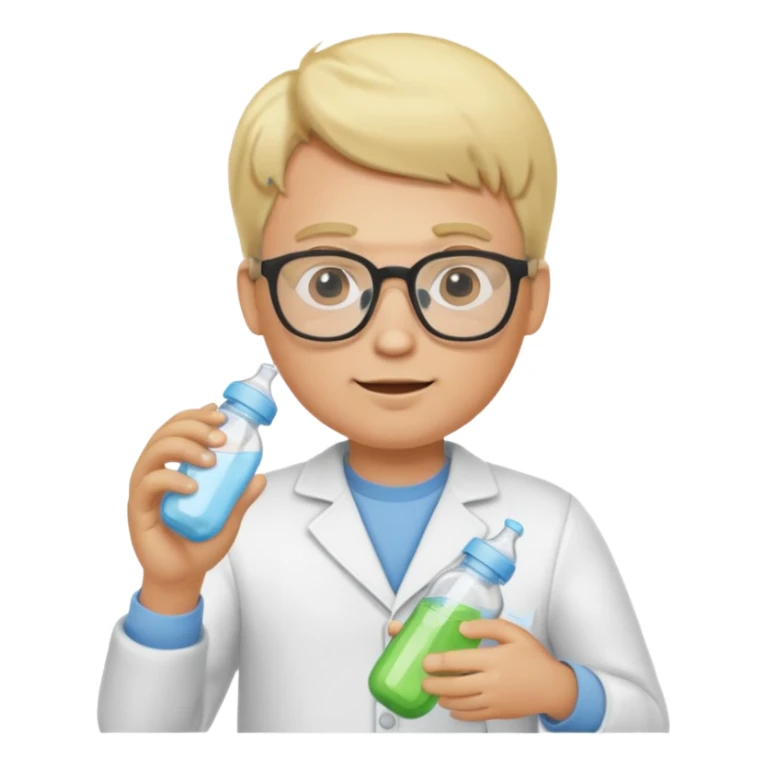 blonde man with glasses with baby bottle sticker