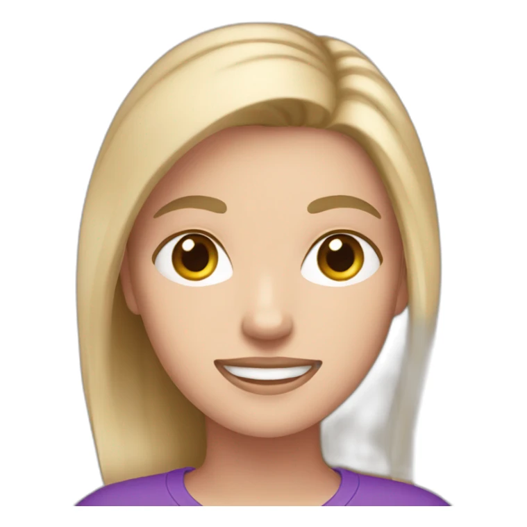 white girl with purple shirt on her phone sticker