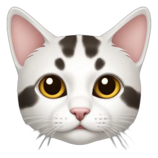 Gato color blanco con manchas negras y marrones pequeña sticker