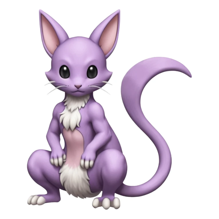 Pastel dull greyish anthropomorphic furry Mewtwo-Beerus-Venom-Espurr-Minccino-hybrid-fusion-animal-ET-species-creature  sticker