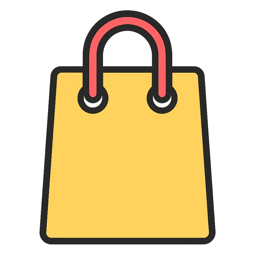 shopping bag lineal color icon with black outlines sticker