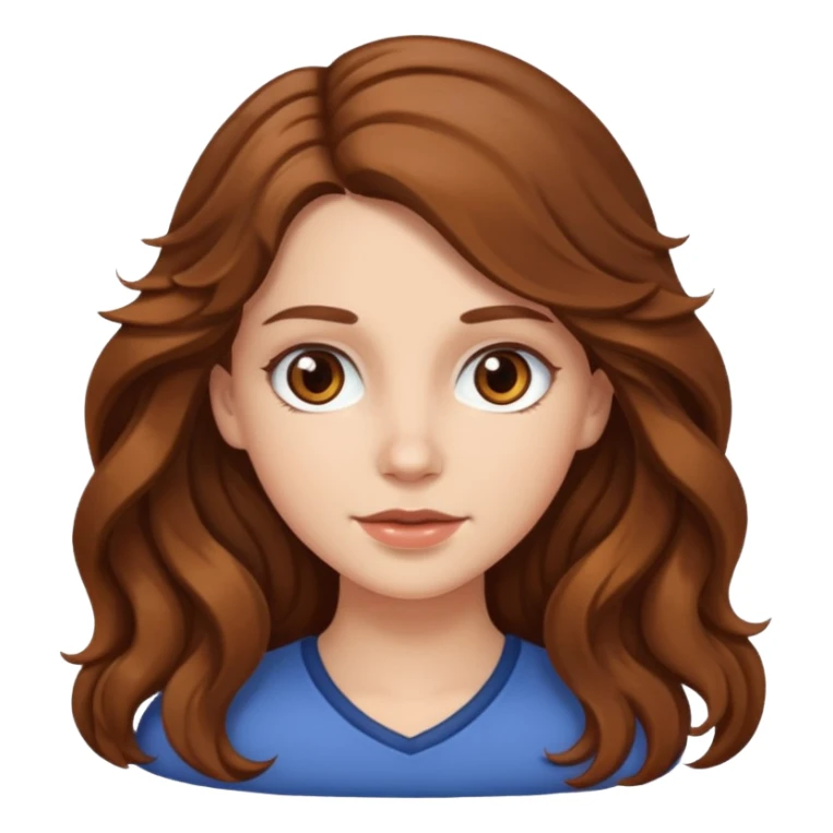 white girl with long wavy brown hair with brown eyes sticker