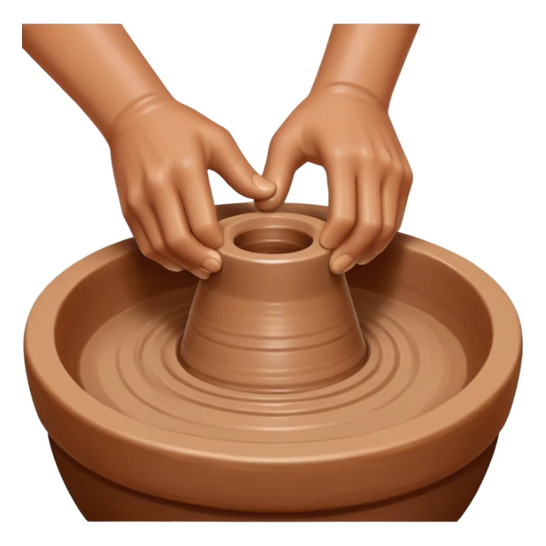 hands using thumbs to press downward into center of clay on pottery wheel sticker
