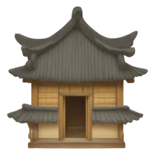 a Chinese-style hut with a thatched roof sticker