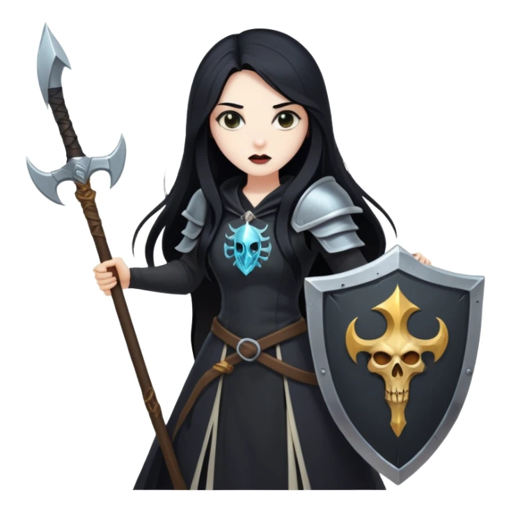 Necromancer girl with scythe and shield, killing a wizard sticker