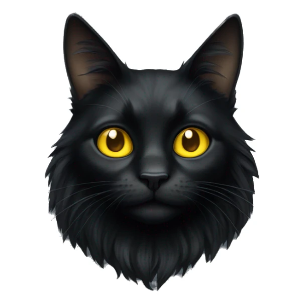 Long haired black cat with big yellow eyes  sticker