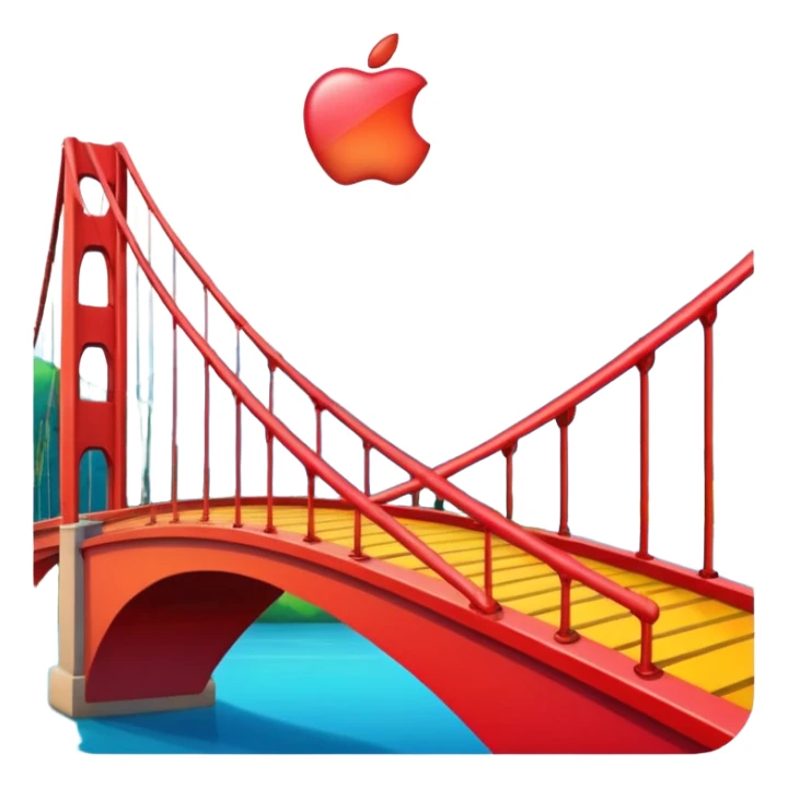 a simple and colorful bridge, apple emoji style, inspired by the reference image sticker