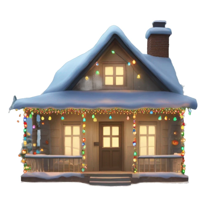 cottage house decorated in christmas lights sticker