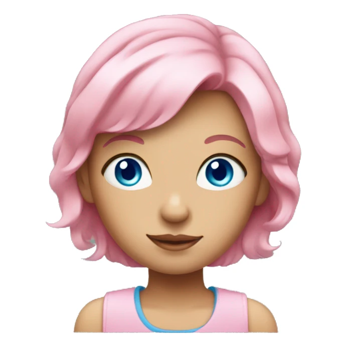 A girl with blue eyes and pink hair sticker
