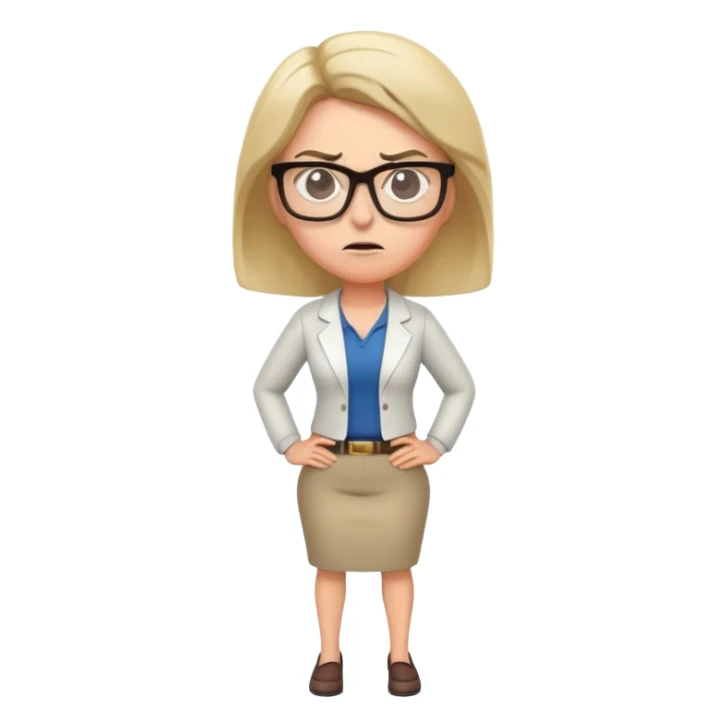 full body angry female teacher with hands on hips sticker