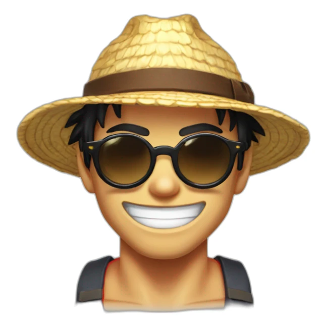 luffy avec des lunettes de soleil qui fait de la musculation  sticker