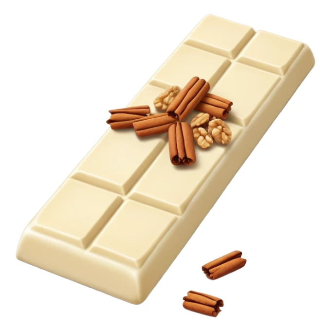 White chocolate with apple cinnamon and granola pieces sticker