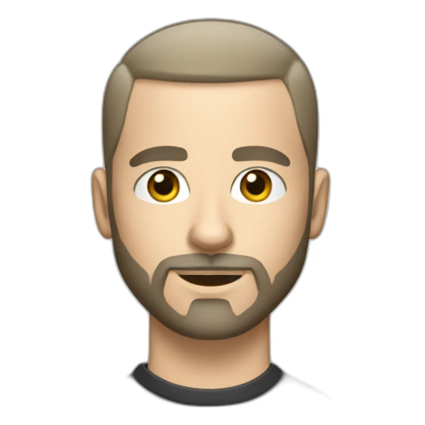 A white man with a buzz faded cut ,beard and mustache playing a ROLAND KEYBOARD sticker